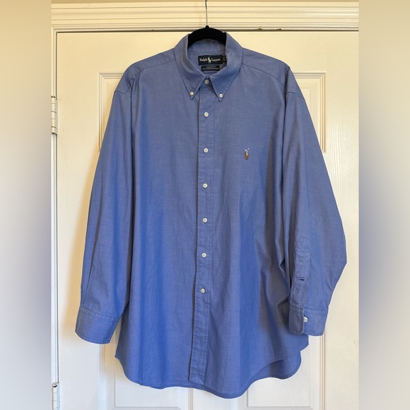 Polo Ralph Lauren Men’s Dress Shirt Yarmouth Blue Sz 17-33 Oxford - Picture 5 of 6